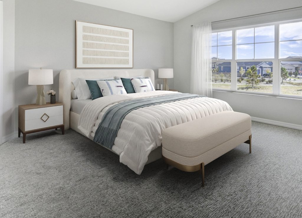 Detail showing correct contact shadows (ambient occlusion) in photorealistic virtual staging by VirtualhomeZen.