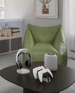 Close-up of high-quality wood grain and fabric textures in virtual staging preventing the fake plastic look.