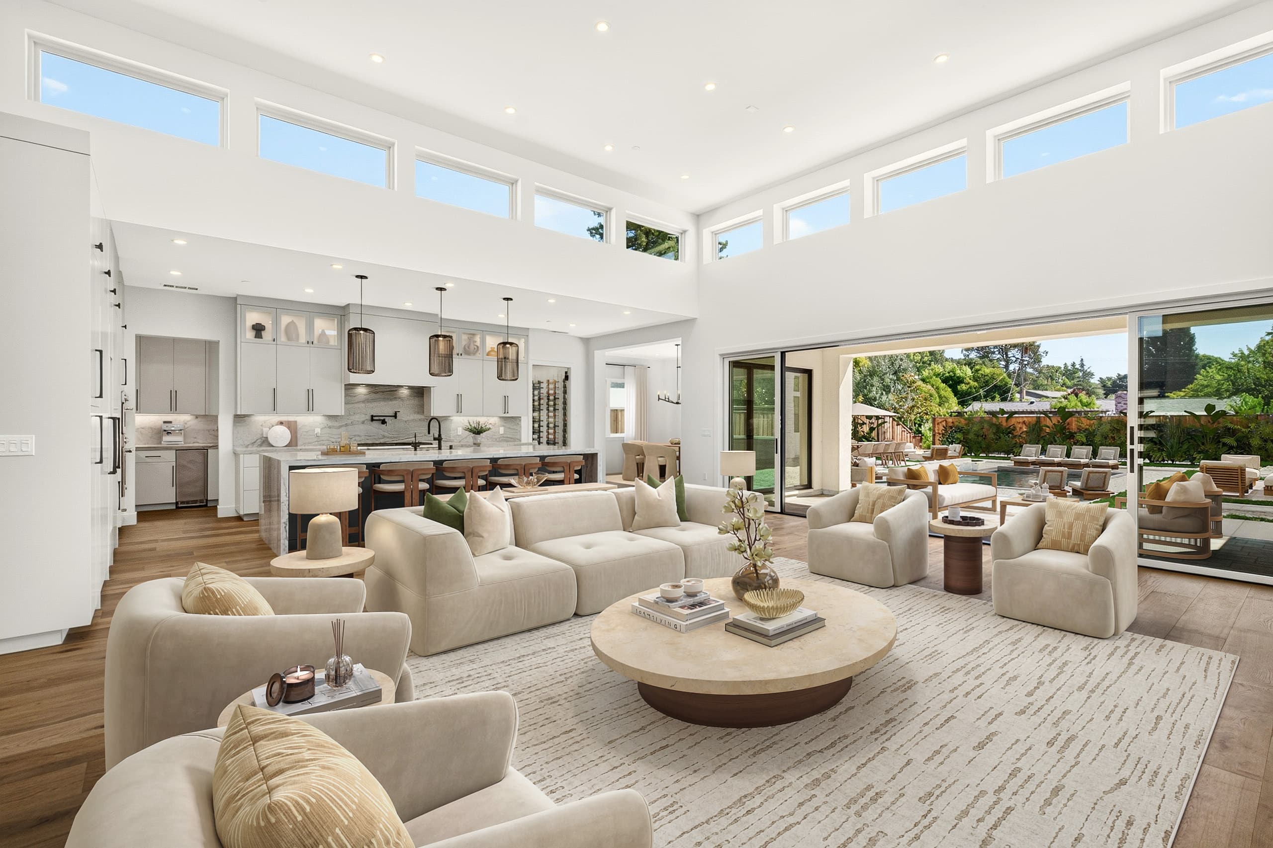 Virtually staged modern living room by VirtualHomeZen showing MLS compliant real estate photography